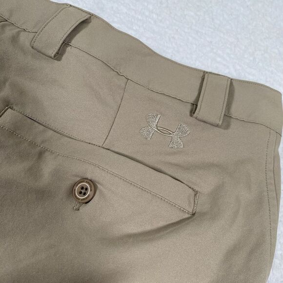 Under Armour Pants Mens 33x24 34R Khaki Tan Performance Golf Chino Pocket Logo‎ - Picture 8 of 13